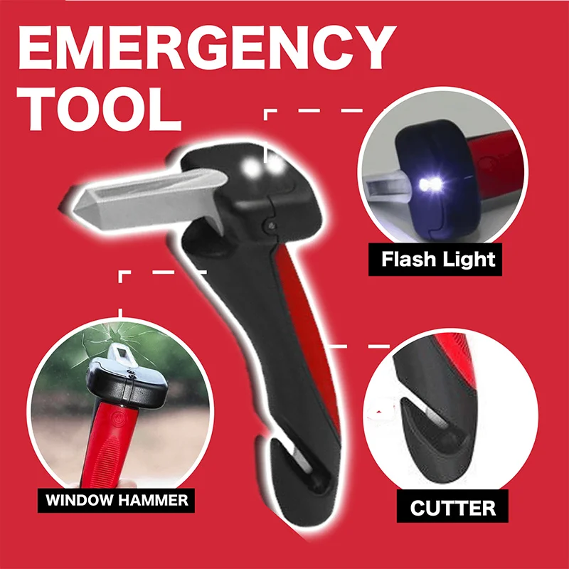 

Car Assistant Support Handle Multi-function Safety Door Aider Handles Assist Hammer Bar Parts Window Breaker With LED Dropship