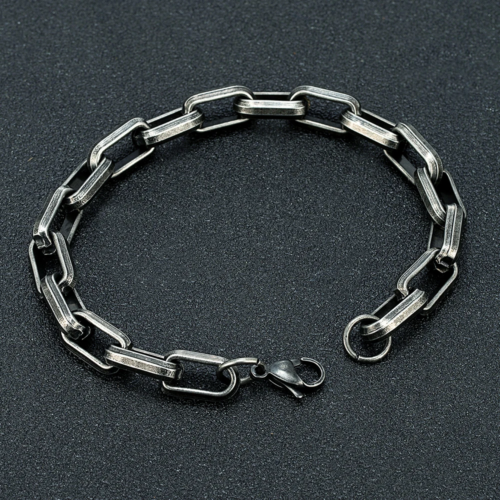 Винтажный локомотив черный Золотой Цвет Скрепка-зажим цепь браслет для мужчин