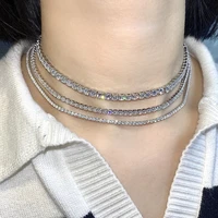 solid 925 sterling silver zircon 234mm width choker necklace for women fine jewelry