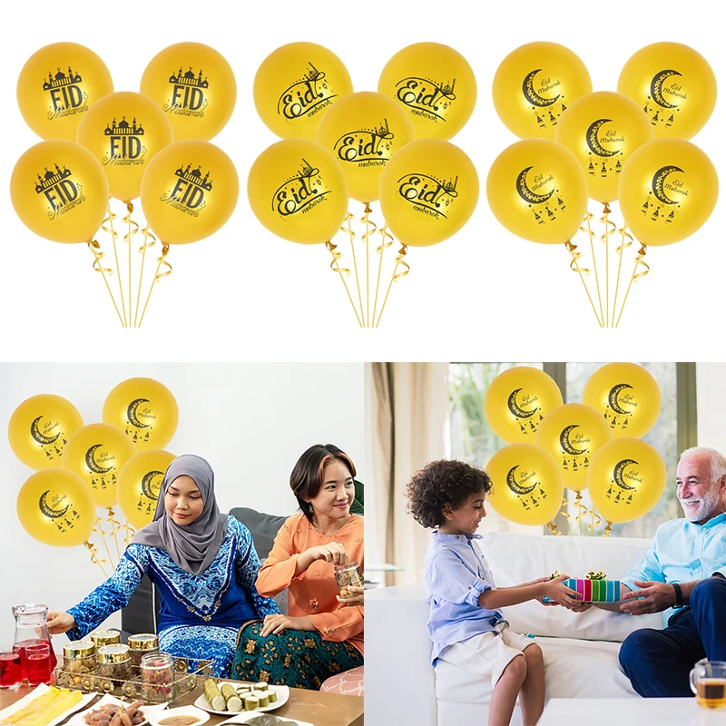 

10/15pcs 12inch Eid Mubarak Latex Balloon Star Moon Balloon for Islamic Muslim Festival Party Supplies Ramadan Kareem Decoration
