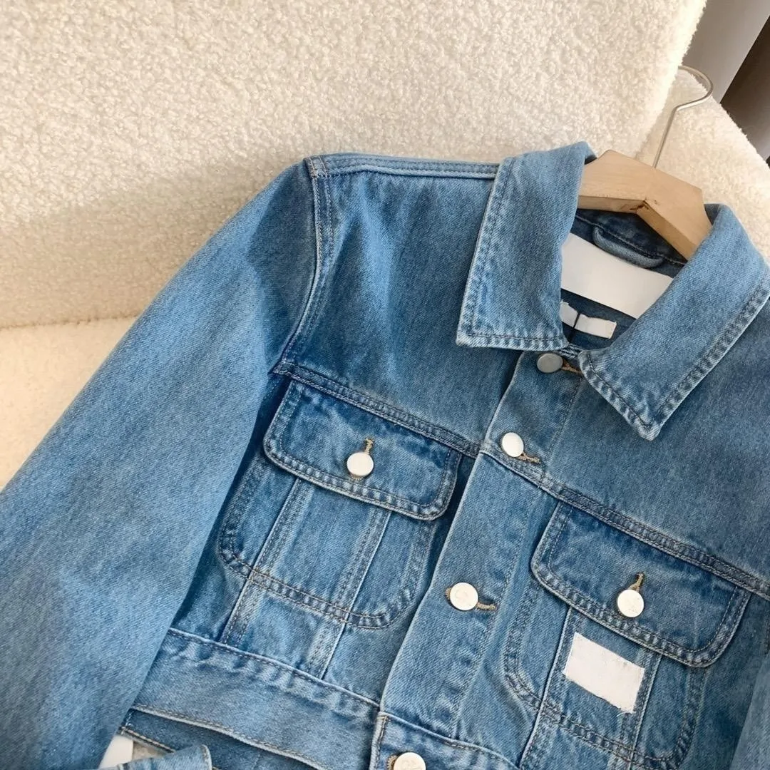 

Jennie's Spring-summer Denim Blue Long-sleeved Short Jacket