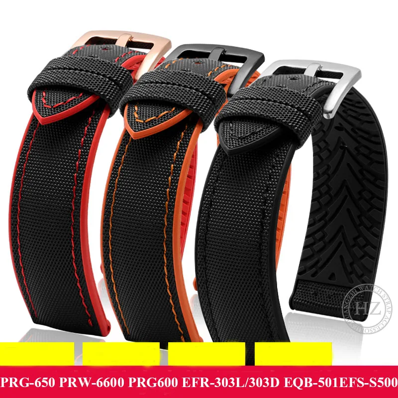 

Carbon fibre Rubber Watch Strap 20mm 22mm 24mm For Casio g-shock EFR-303L/303D EQB-501EFS-S500 sports Silicone WatchBand
