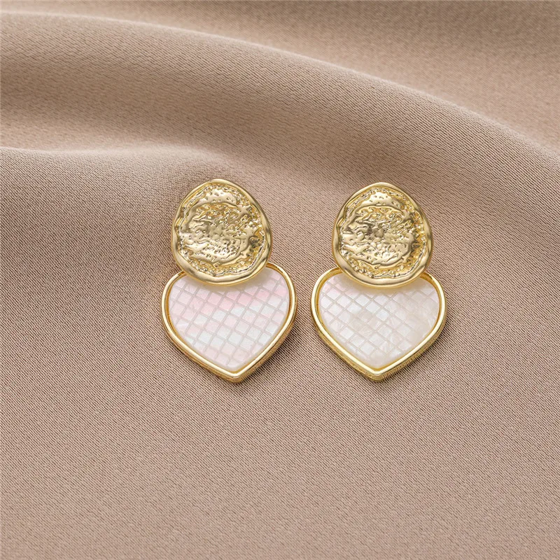 2024 модные серьги-капли в форме ракушек и сердец для женщин корейские винтажные