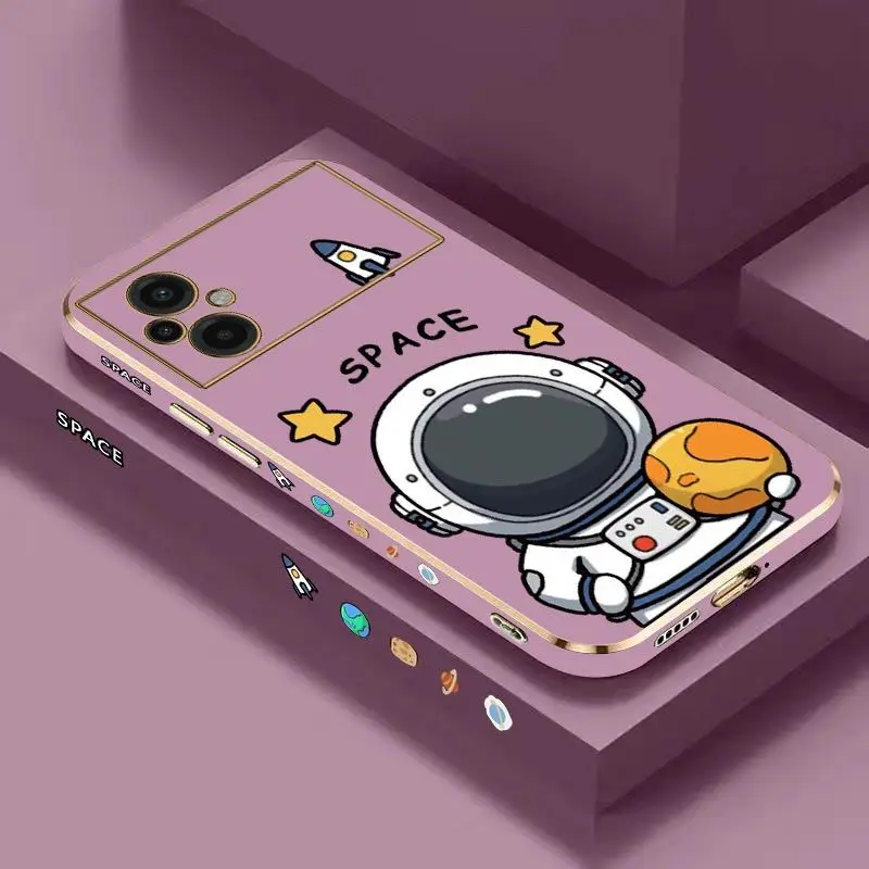 Fat Astronaut Luxury Plating Phone Case For Xiaomi Poco M5 F4 F4 GT X4 X4 GT M4 Pro F3 X3 M3 X3 NFC X2 X3 Pro C40 Cover