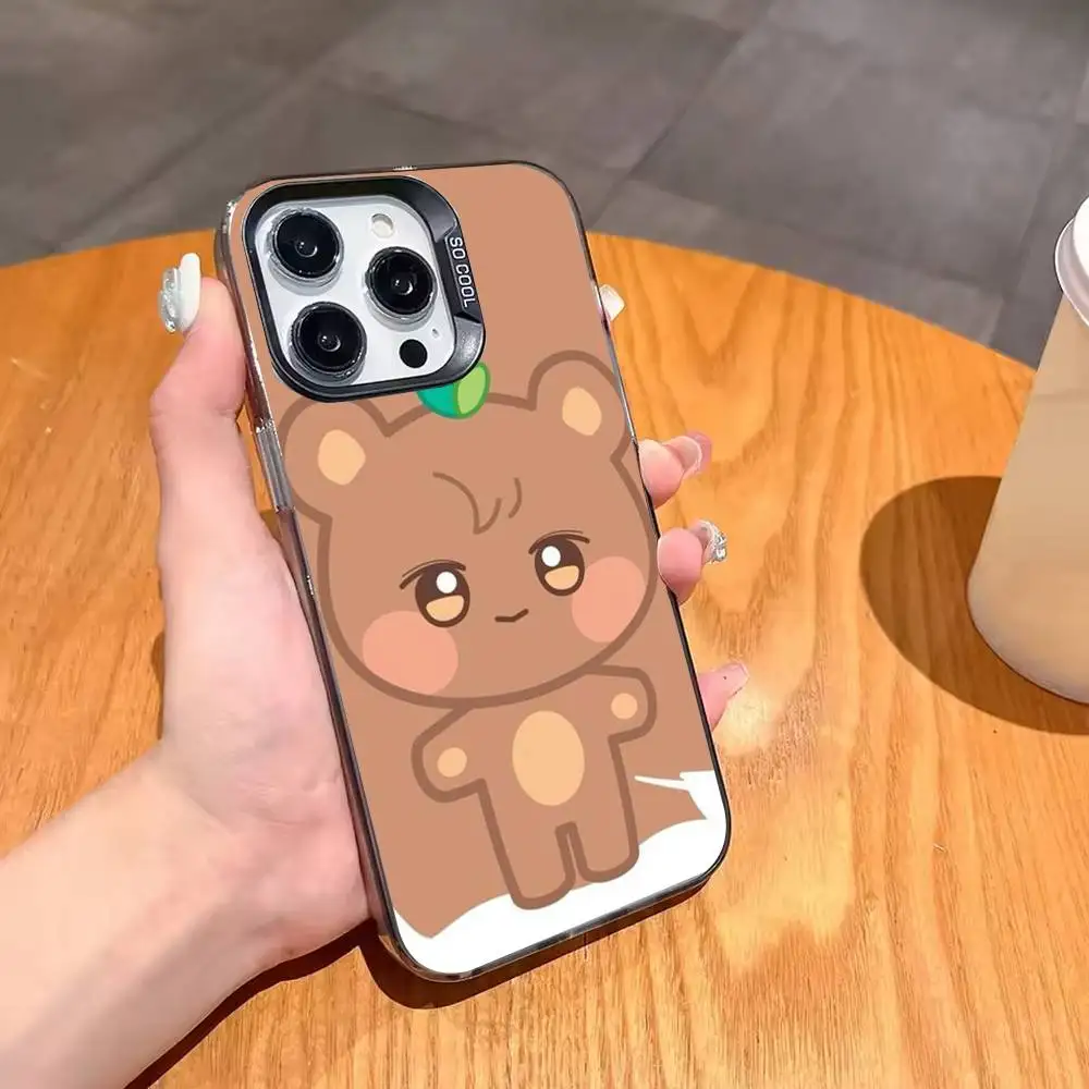 Фото C-Cute A-ANITEEZ чехол для телефона для iPhone 17 16 15 14 13 12 Pro Max серый черный матовый лазерный металлик Aurora Funda №3