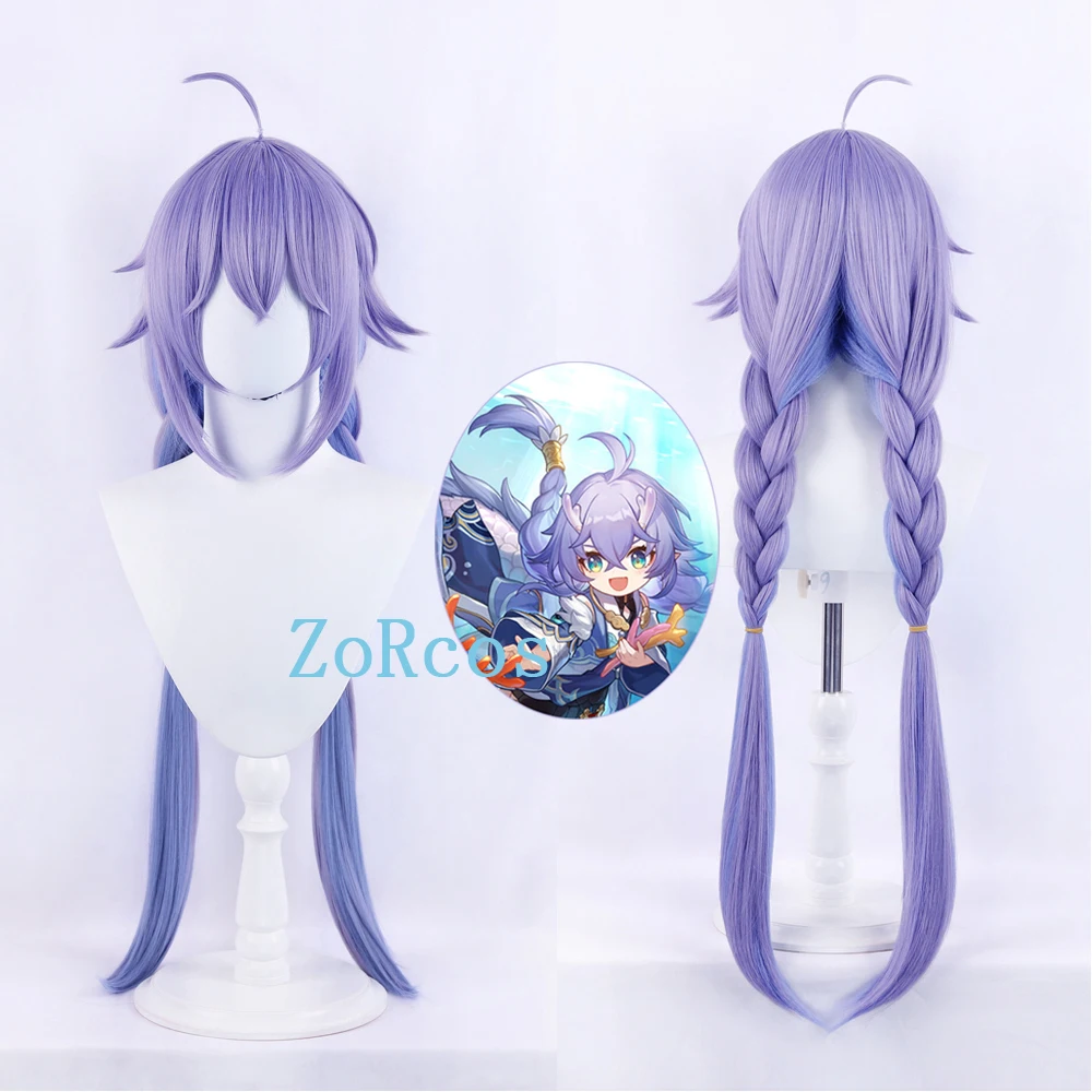 

Game Honkai: Star Rail Bailu Cosplay Wig Bailu 100cm Long Purple Heat Resistant Hair Halloween Cosplay Wig + Free Wig Cap