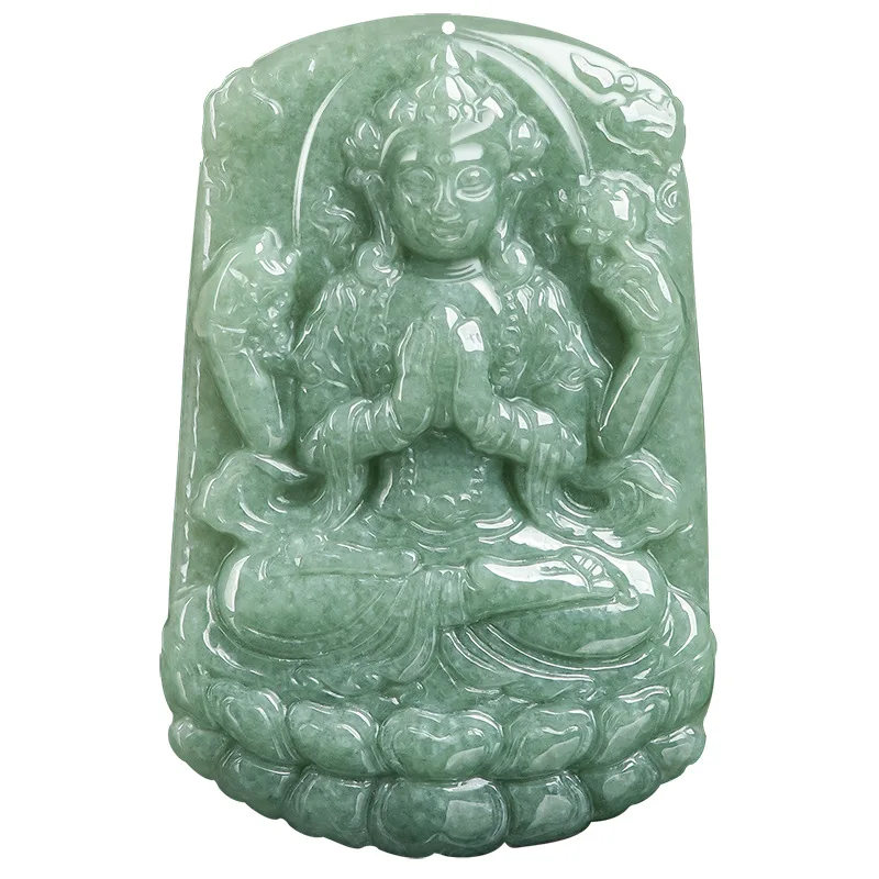 

Burmese Jade Guanyin Pendant Natural Men Necklace Amulets Vintage Gifts for Women Emerald Jadeite Green Pendants Jewelry