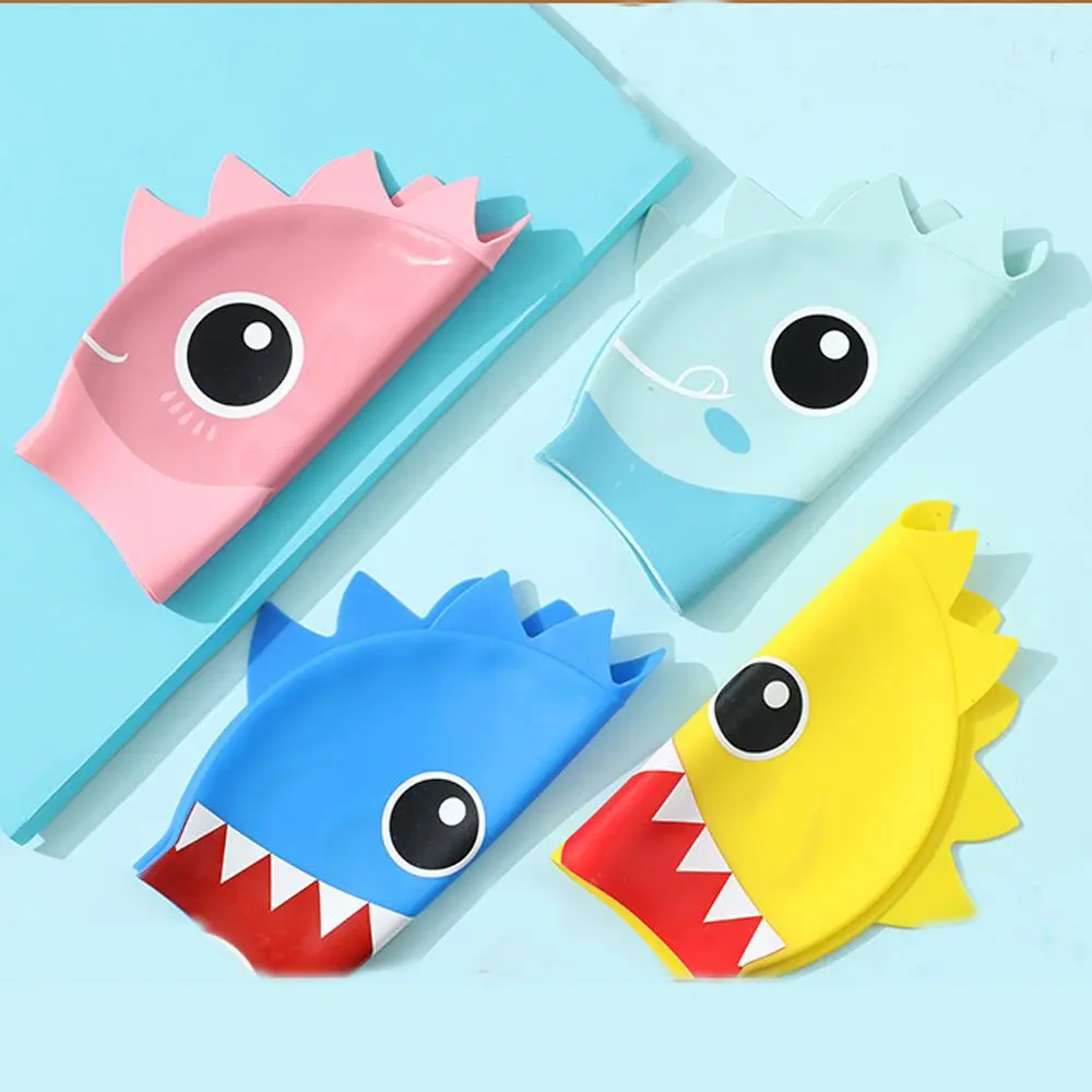 

Childrens Silicone Character Swimming Cap Junior Girls Boys Swim Hat Shark Fish Cartoon Fun Clown Waterproof Cap Sportswear