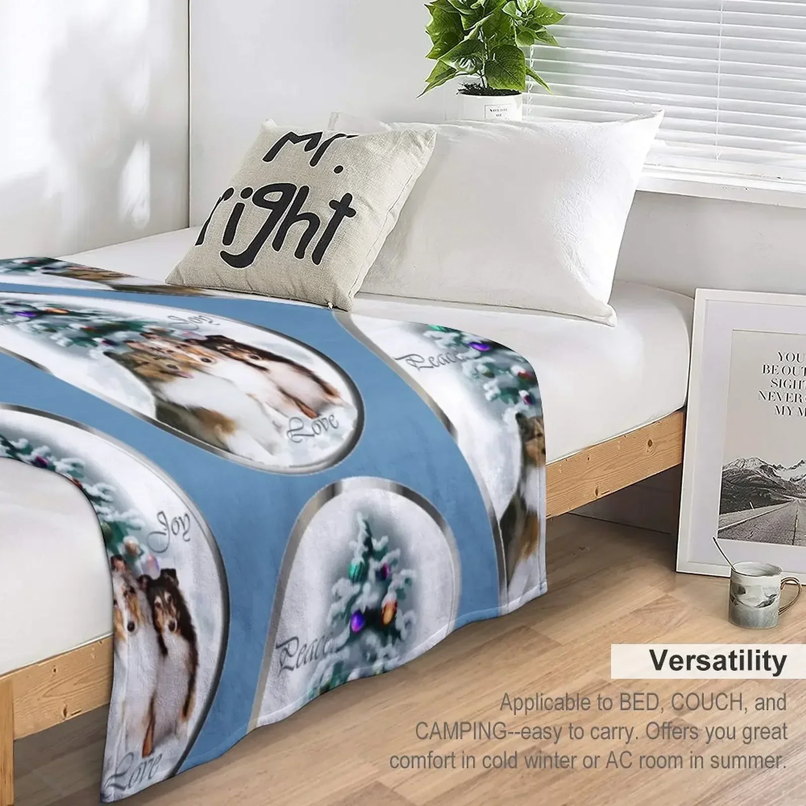 Шетландская овчарка Шелти рождественские подарки одеяло большое с ретро-ковдкой