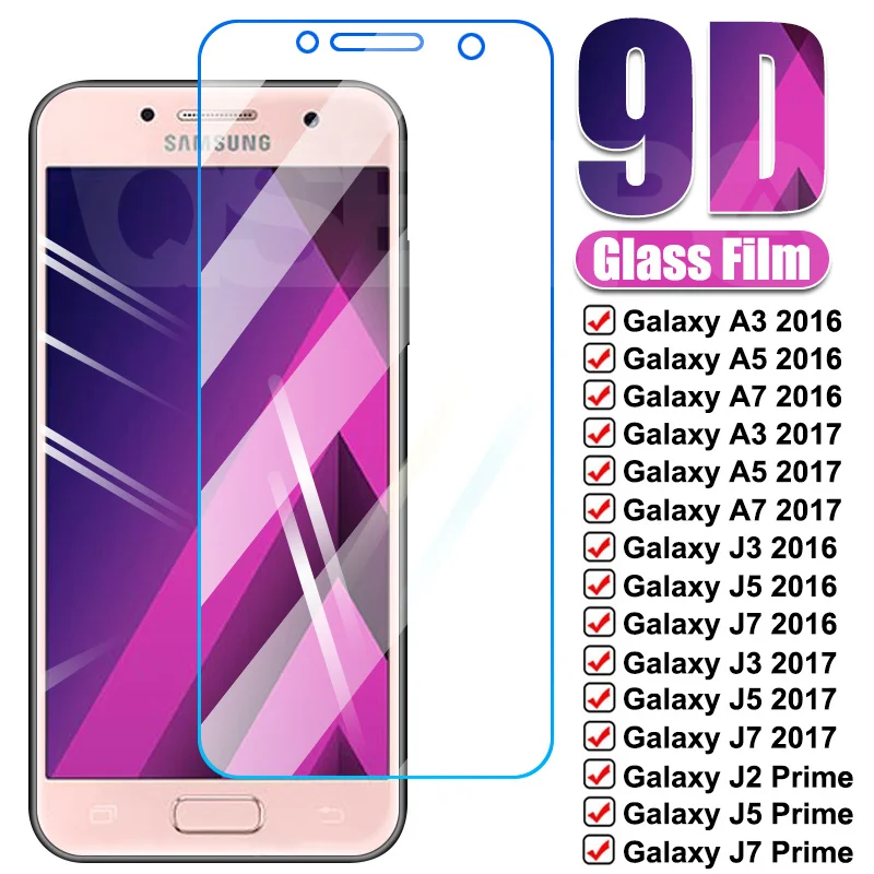 

9D Protective Glass For Samsung Galaxy S7 A3 A5 A7 J3 J5 J7 2016 2017 J2 J4 J7 Core J5 Prime Tempered Screen Protector Glass