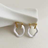 allnewme 4 designs candy colour enamel metallic dangle earrings for women ladies irregular hollow circle hoop earrings oorbellen
