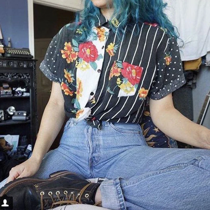 

Retro Print Casual Short Sleeve Shirt