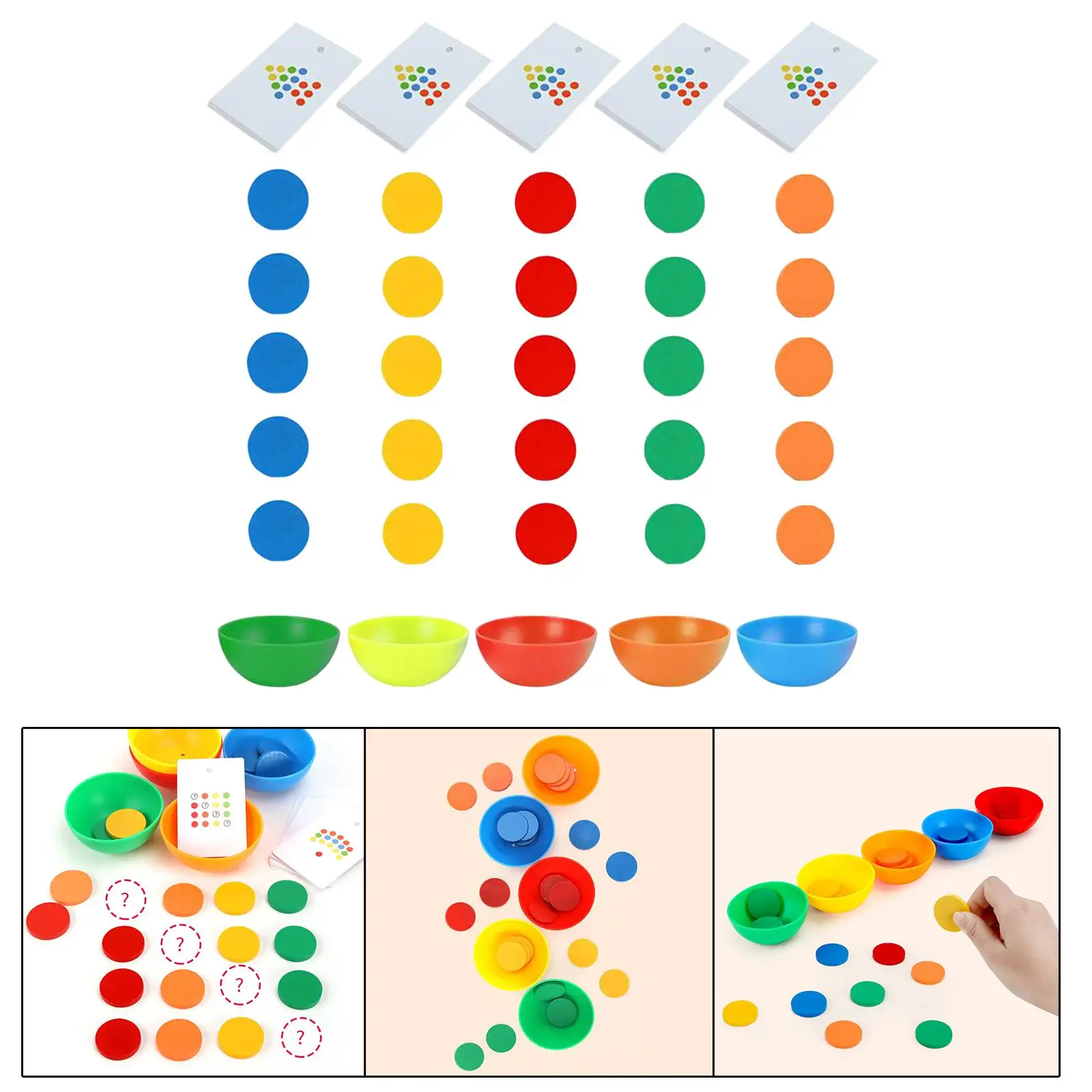 

Color Matching Bowl Activity Toy Logical Thinking Sorting Cup Montessori Toy for Holidays Birthdays Party Preschool 3~6 Year Old