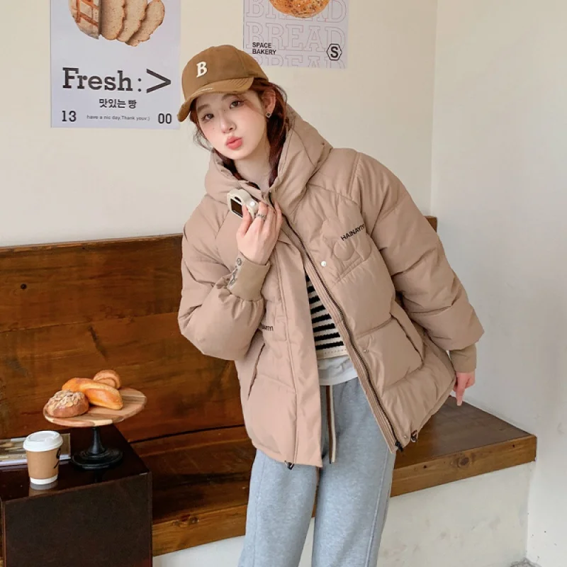 

Женский короткий пуховик, хлопковая одежда, пальто в Корейском стиле, свободное осенне-зимнее пальто, утепленная куртка с подкладкой, новинка 2023
