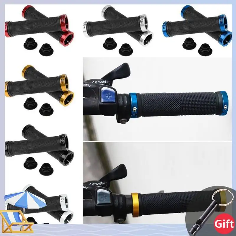 

PE Rubber MTB Grips Alloy Cuffs Bilateral Lock Bicycle Handle Grip Anti-skid Cycling Handlebar Sleeve BMX MTB Bike Accessories