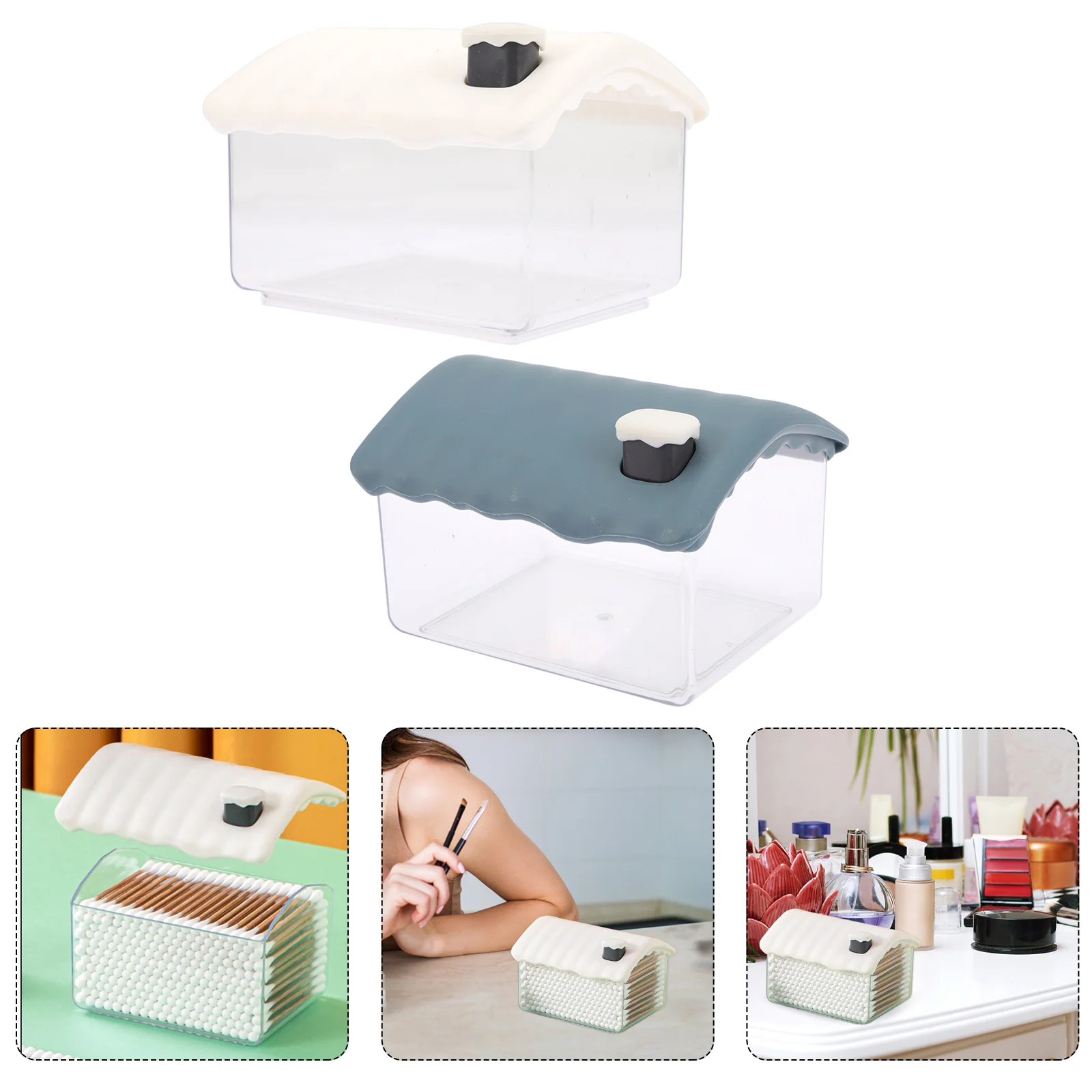 

2pcs Creative Cotton Swabs Storage Boxes Makeup Cotton Pads Holder Box