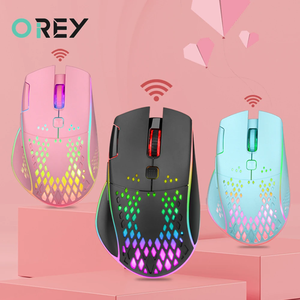 

2022 Rechargeable USB 2.4G Wireless RGB Light Honeycomb Gaming Mouse Desktop PC Gamer Computers Notebook Laptop Mice Mause Cute