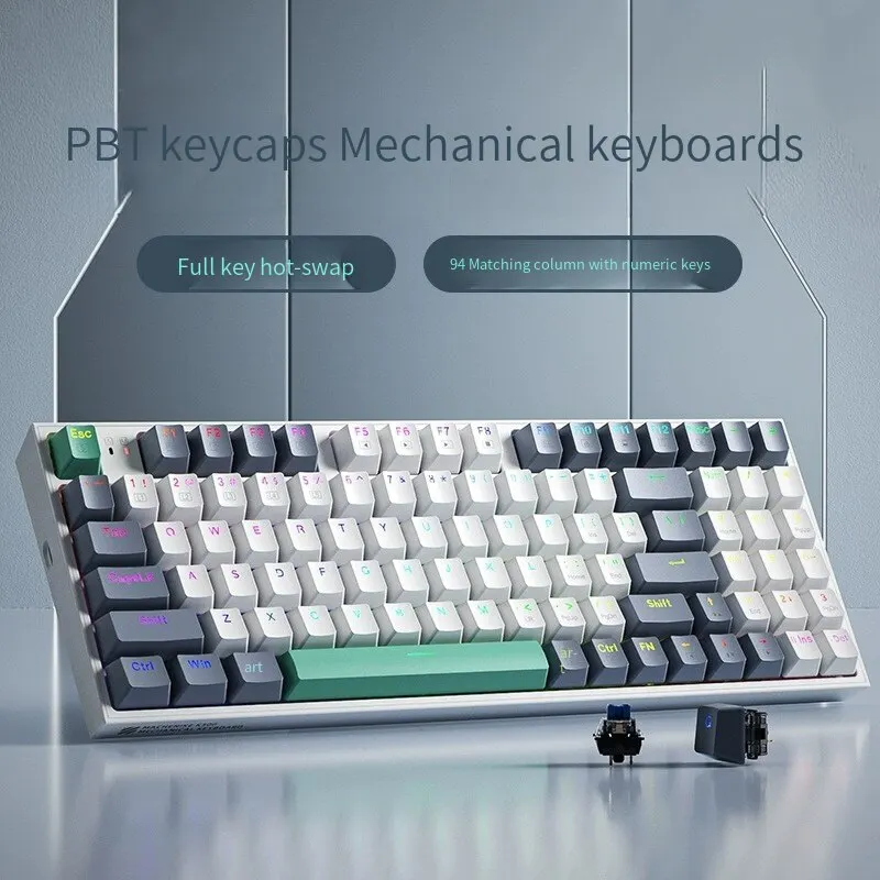 Machenike K500-94 белый проводной полный ключ горячей замены RGB Machenike K500-94 белый проводной полный ключ горячей замены RGB