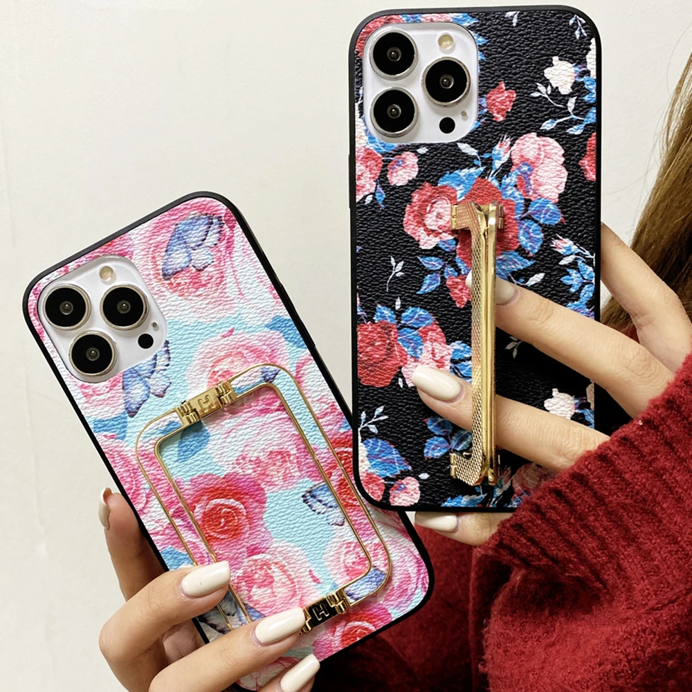 

Retro Floral Square Stand Phone Case For Huawei P50 P40 P30 P20 Pro Lite Honor 60 P Smart Z Y9 Prime 2019 Soft Dream Shell Cover