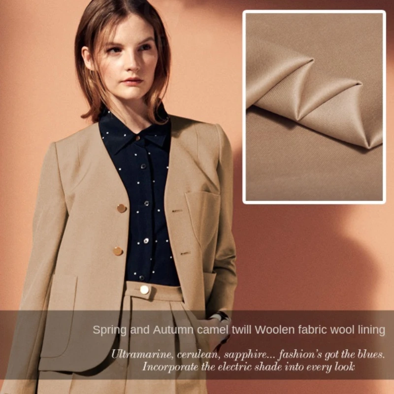 

Шерстяная ткань верблюжьей саржи, материал из шерсти для весны и осени, ткань для костюмов и платьев, брендовая Ткань для шитья «сделай сам» на метр