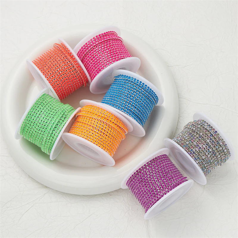 Стеклянная цепочка со стразами 2 5 мм 10 ярдов