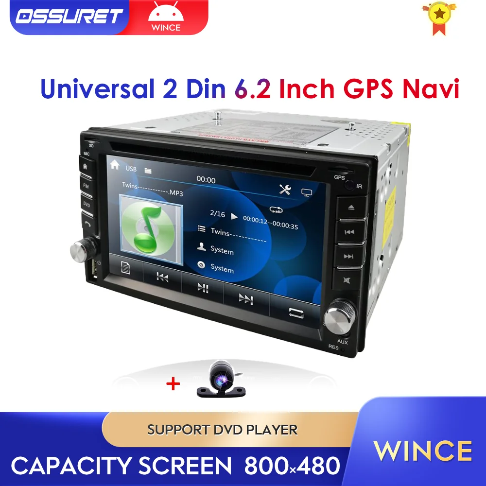 

6.2 Inch 2DIN Universal Car DVD player Stereo Audio Head unit WINCE Car Multimedia RDS DAB SWC BT MAP CAMERA SD Mirror link cam