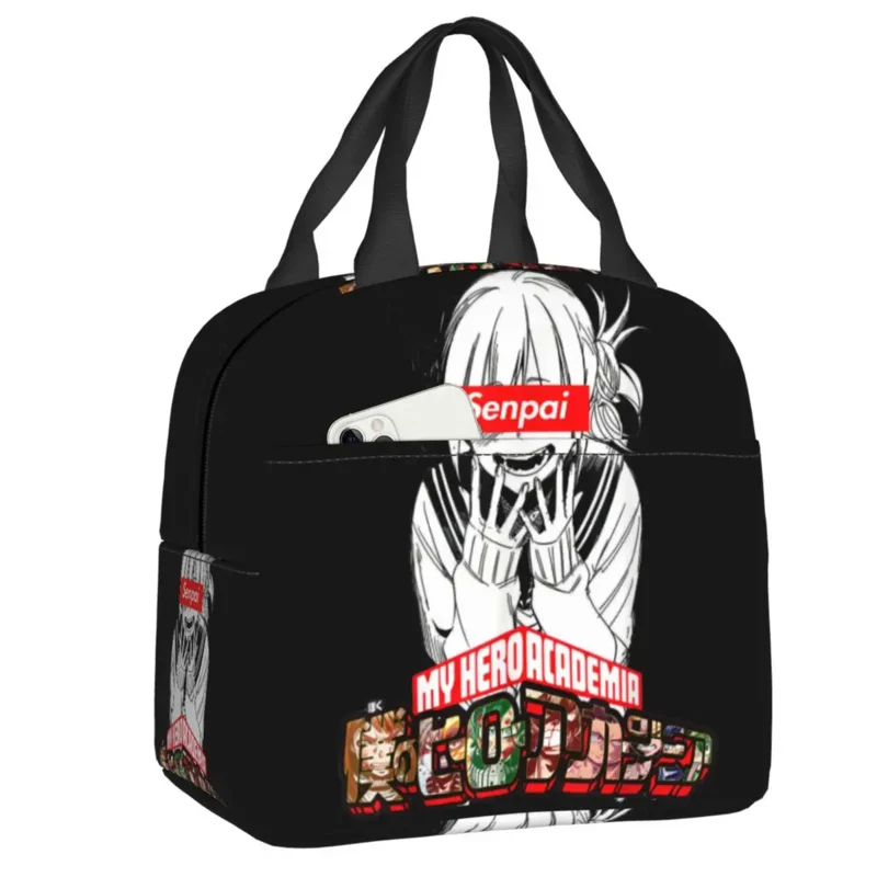 

Сумка-тоут Boku No Hero Академия для еды, теплоизолированная сумка для ланча с аниме рисунком девушки вайфу, многоразовый кулер для еды, детский школьный Ланч-бокс