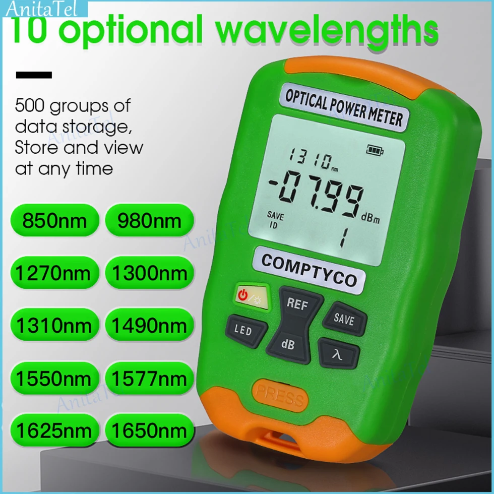 

AUA-DC5/DC7 Mini 2 In 1 OPM Handheld Optical Power Meter FTTH Optical Fiber Cable Tester With LED Lighting -50+26dBm/-70+10dbm