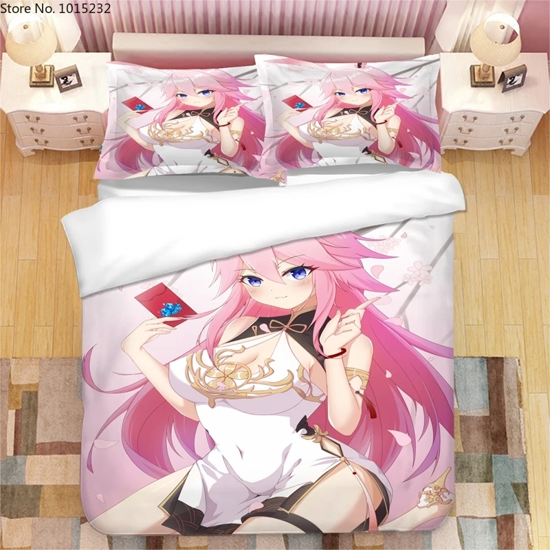 

Комплект постельного белья с 3D-принтом японского Аниме Сакура яа, пододеяльник, наволочки, одеяло, Комплект постельного белья, постельное б...