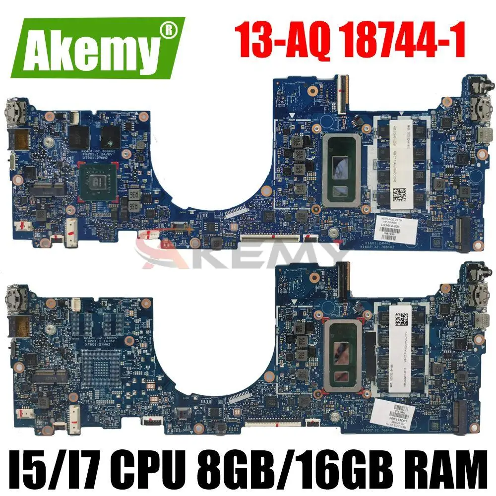 

Материнская плата для ноутбука HP ENVY 13-AQ, материнская плата с процессором I5 I7 8 Гб 16 Гб ОЗУ, V2G GPU 18744-1, материнская плата