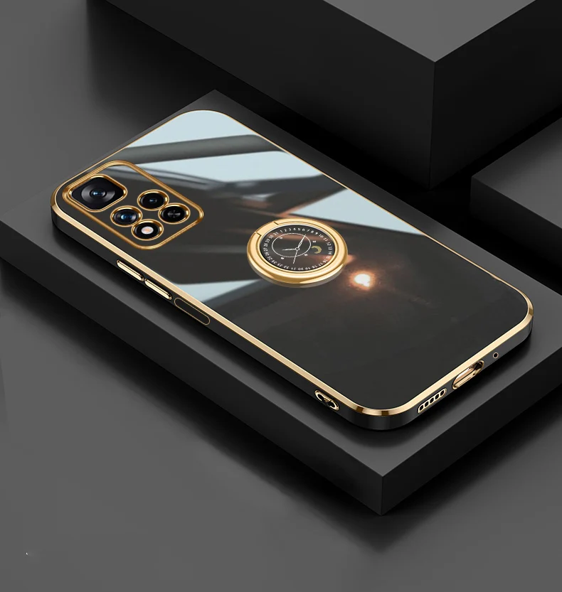 Роскошный чехол-подставка с квадратным кольцом для Xiaomi Redmi note 8 9 10 11 t pro max plus 9S 10s