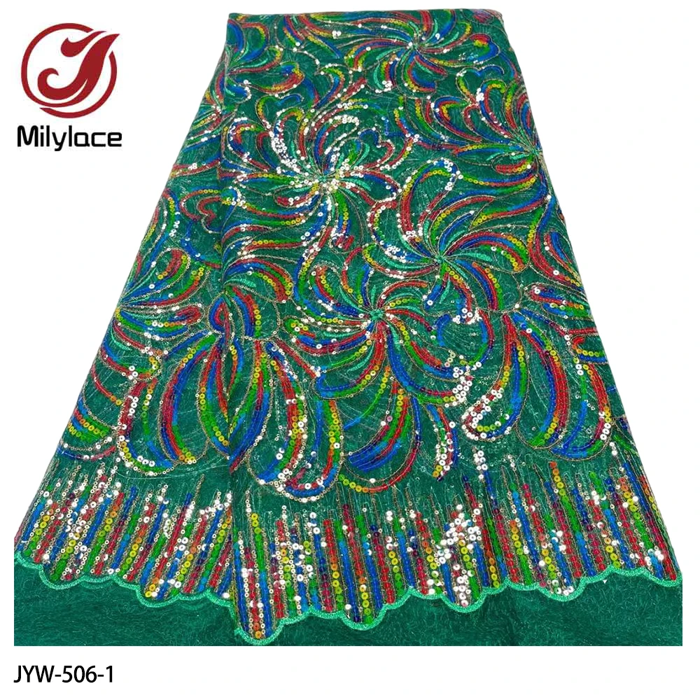 

2022 Sequin Embroidery Lace Fabric High Quality Tulle Fabric African Lace Fabric for Party Dress JYW-506