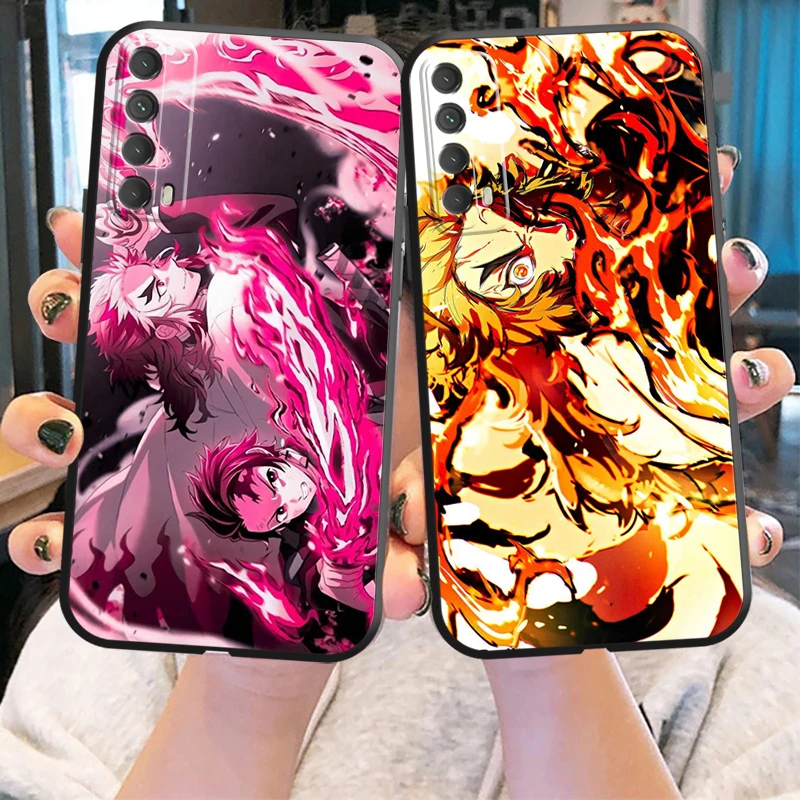 

Demon Slayer Anime Phone Case For Huawei P Smart Z P20 P30 Honor 8X 9 9A 9X 10 10 Lite Coque Soft Liquid Silicon Back Black