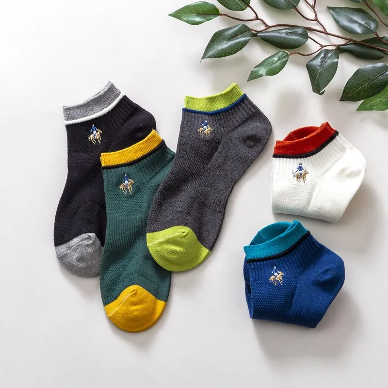 5 pairs of men's socks cotton non slip silicone invisible no dew ship socks summer and autumn fashion men's one size deodorant