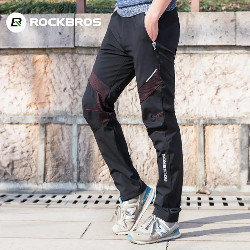 

ROCKBROS official Winter Cycling Pants Fleece Sport Reflective Trousers Keep Warm Thermal Bike Mtb Pants Running Clothings