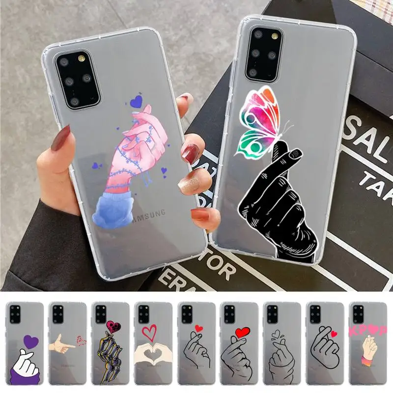 

Love On The Finger Kpop Heart Phone Case For Samsung A 10 20 30 50s 70 51 52 71 4g 12 31 21 31 S 20 21 plus Ultra