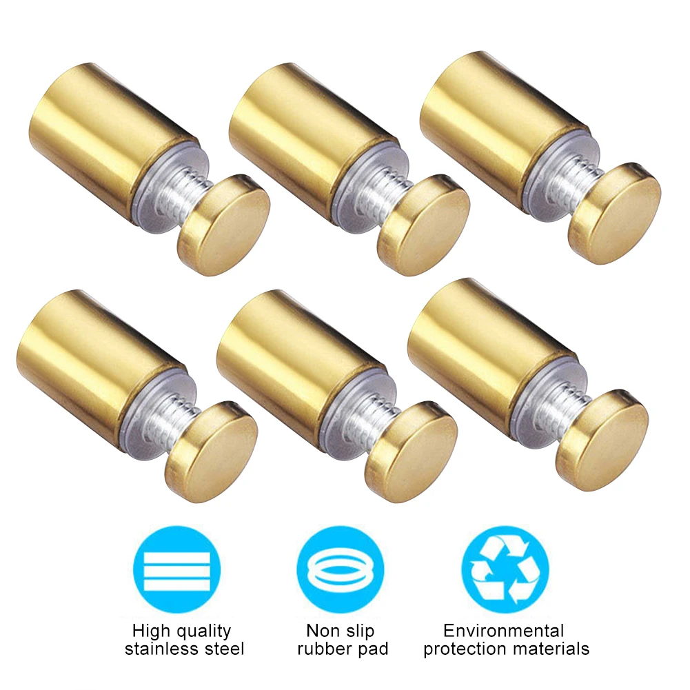 

8pcs Bolts Hanging Wall Mount Sign Holder DIY Gold Fixing Standoff Screw Picture Frame Billboard Hardware Advertising Nail