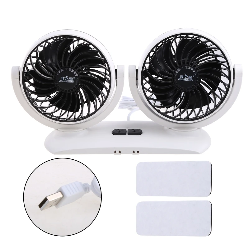 

Universal USB 5V 12V 24V Car Mini Dual for Head Fan 360 Degree Rotation 3 Speed