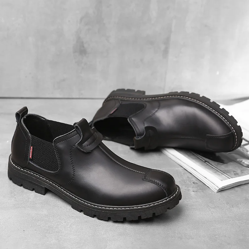 P90 New Men's Leather Shoes Trend Korean Version of A Lazy Foot  Overalls Shoes Big Men's Leisure Wear-resistant Overalls Shoes images - 6