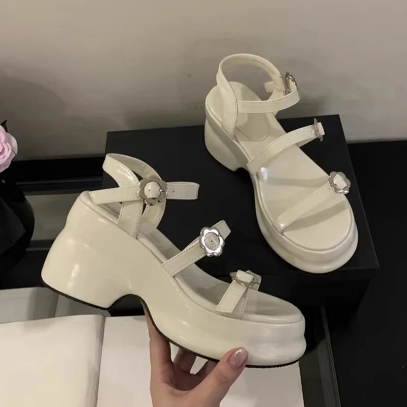 Женские босоножки на платформе и высоком каблуке туфли с открытым носком летние