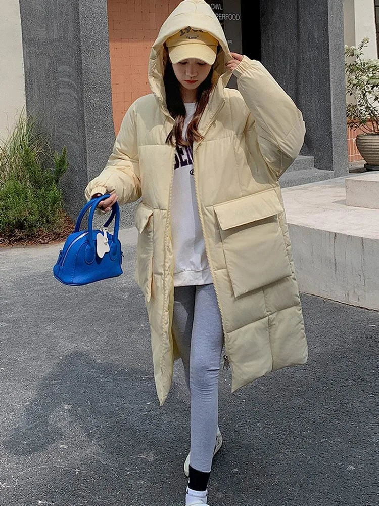 2022 New Fashion Winter Jacket Women Parkas Long Coat Hooded Parkas Loose Warm Snow Wear Cotton Padded Winter Clothes