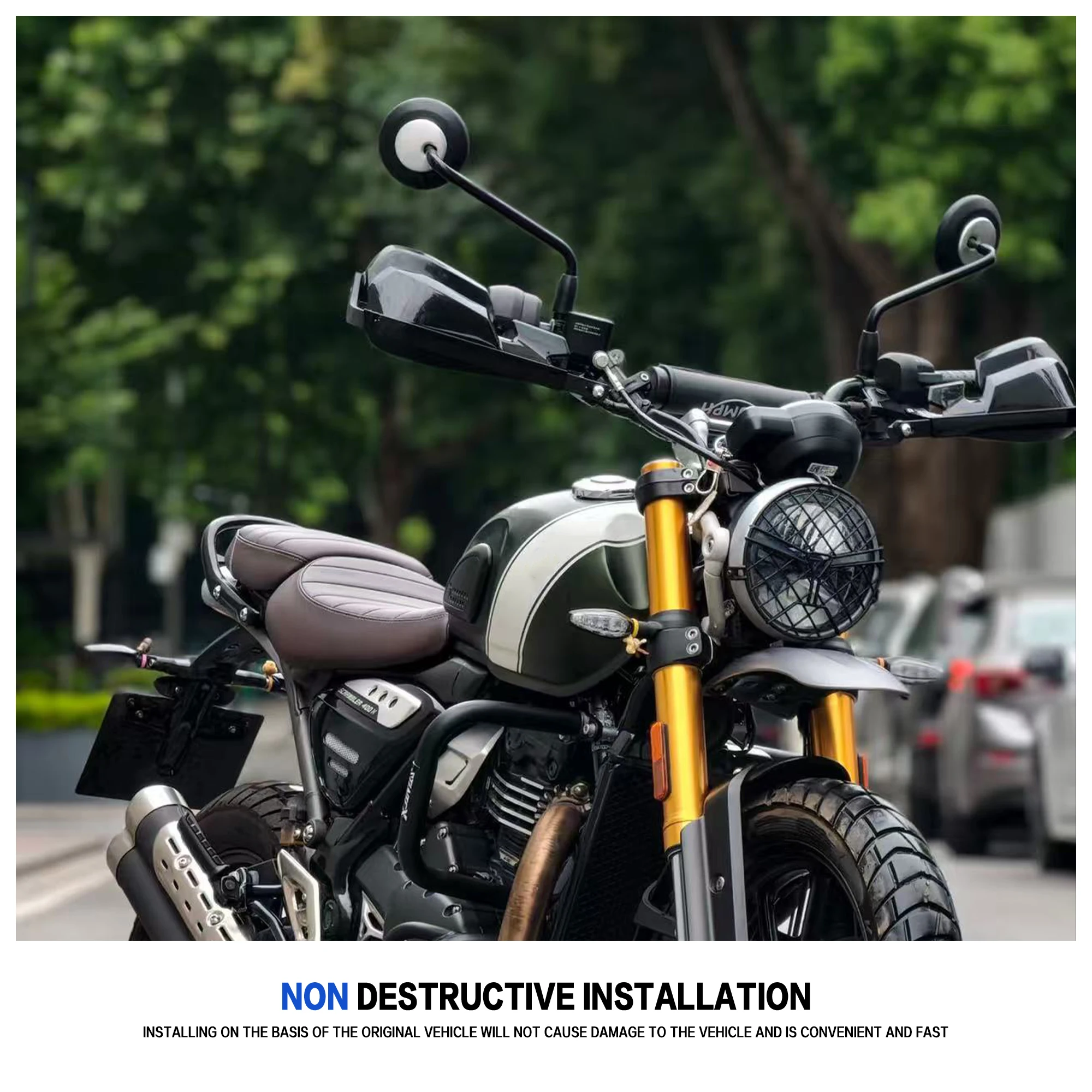 Фото Защитный кожух руля из алюминиевого сплава для мотоцикла Triumph Scrambler 400X XC Speed400, ветрозащитный щиток для рук №1