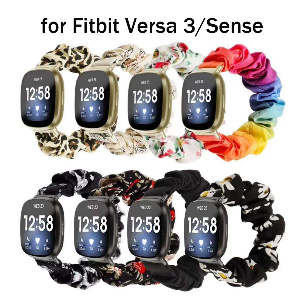 Elastic Fabric Band for Fitbit Versa 3 Women Girls Woven Strap Scrunchies Watch Band for Fitbit Versa 3 / For fibit sense correa