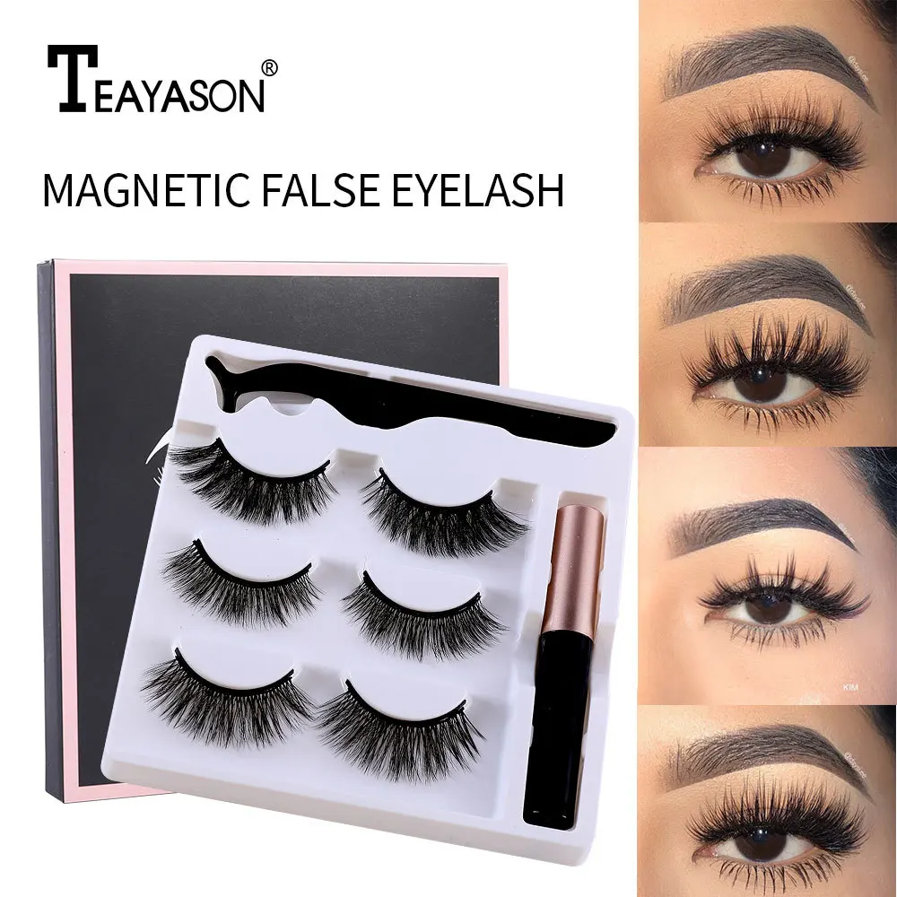 

Magnet false eyelashes three pairs of self-adhesive eyeliner set thick model magnetic eyelash set magnetic