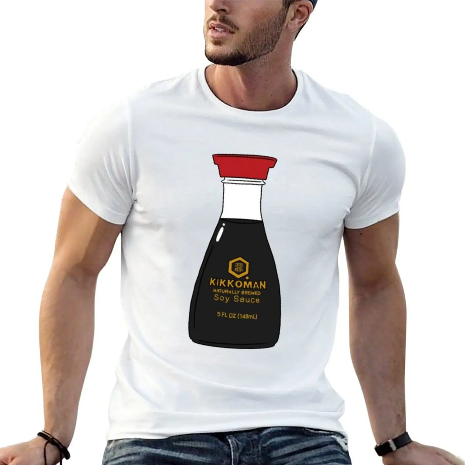 Фото Футболка Soy Sauce Kikkoman, хлопковая футболка для мужчин, 100% хлопок, мужская футболка из плотного хлопка, хлопковая футболка №1