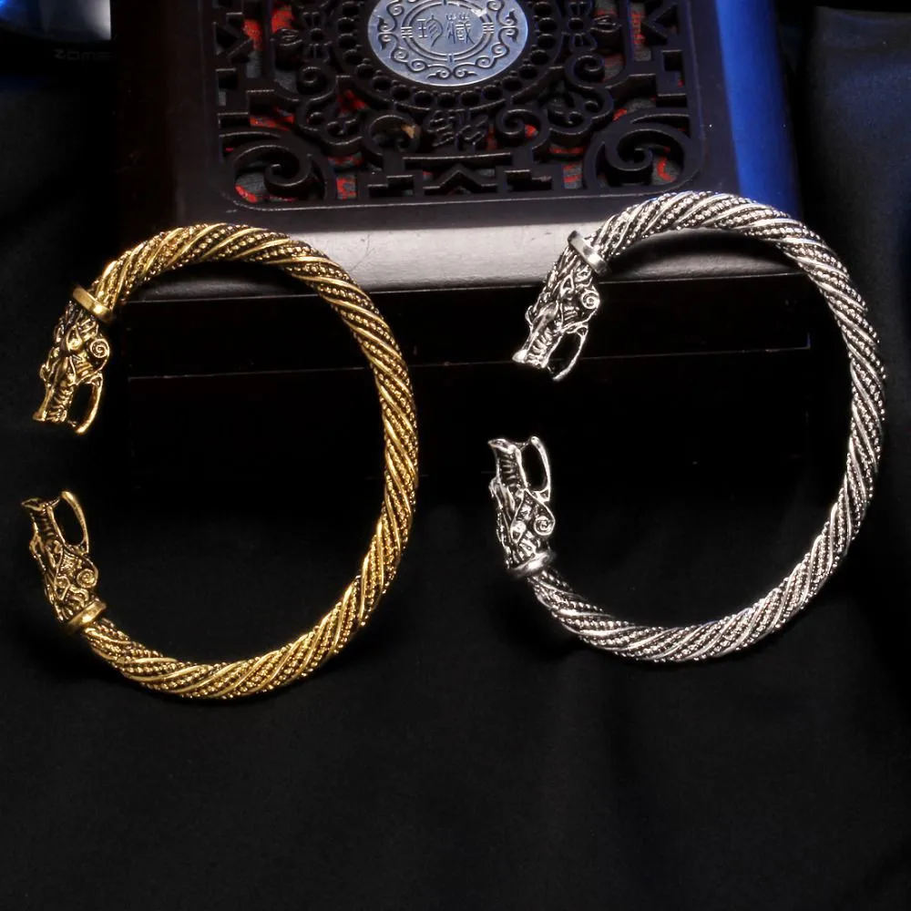 

2022 New Retro Nordic Dragon Dragon Carving Men's Retro Opening Bracelet Jewelry Birthday Gift