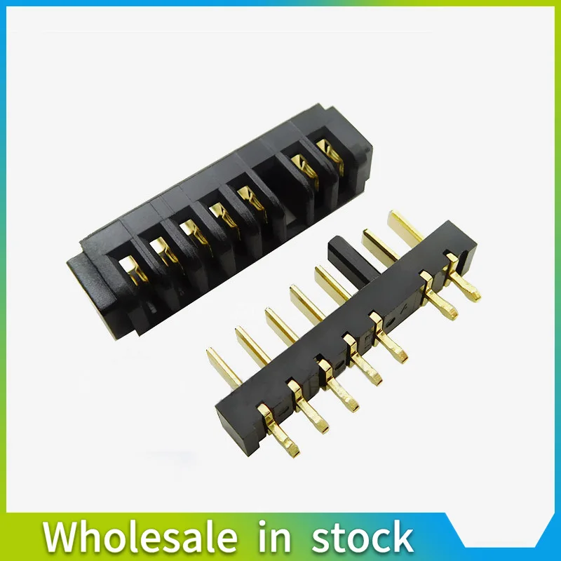 

10PCS New 2+4 8pin laptop battery connector pitch 2.5mm Holder clip slot contact male and female plug 180 degree bend foot