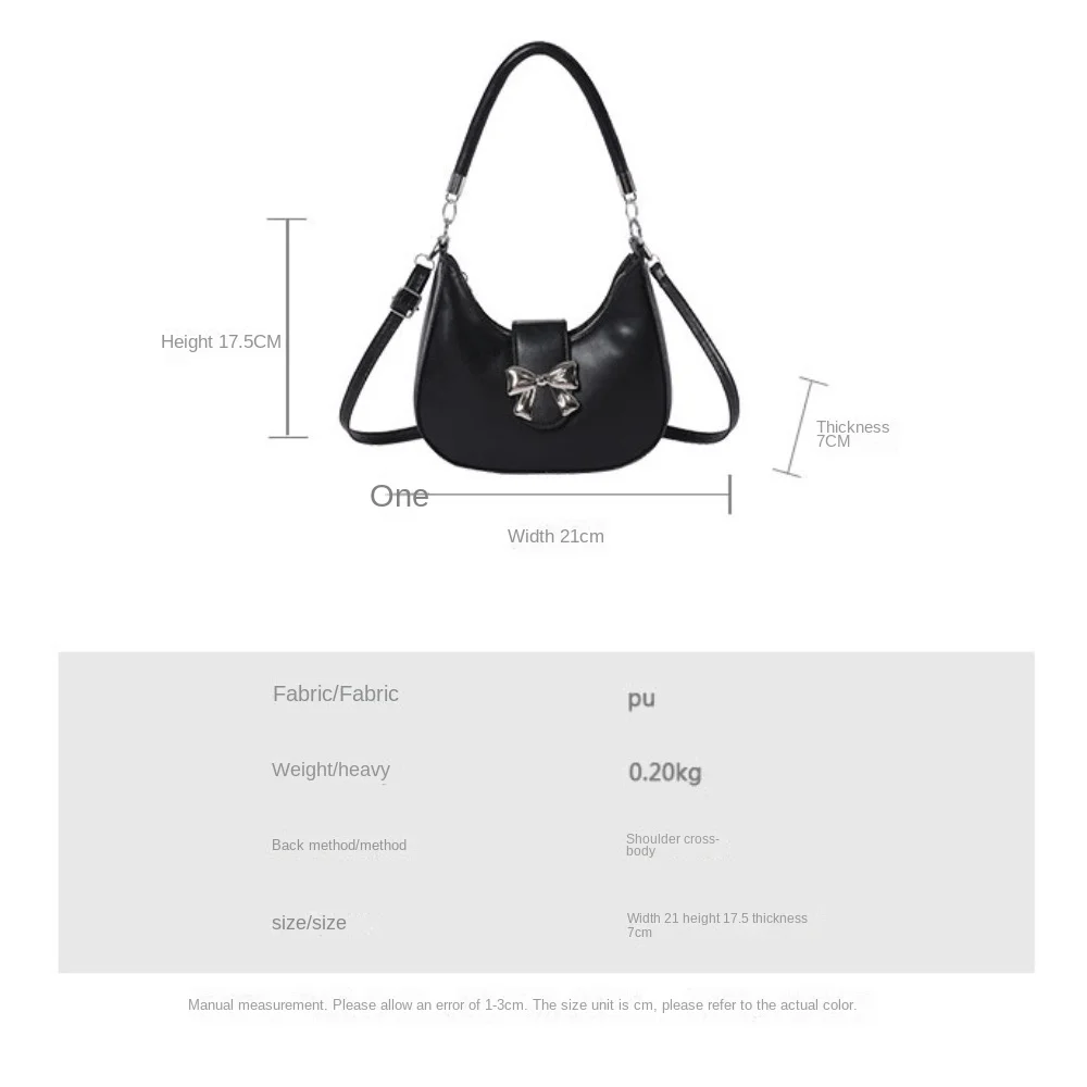 2024 модная сумка через плечо с бантом на подмышках однотонная женская