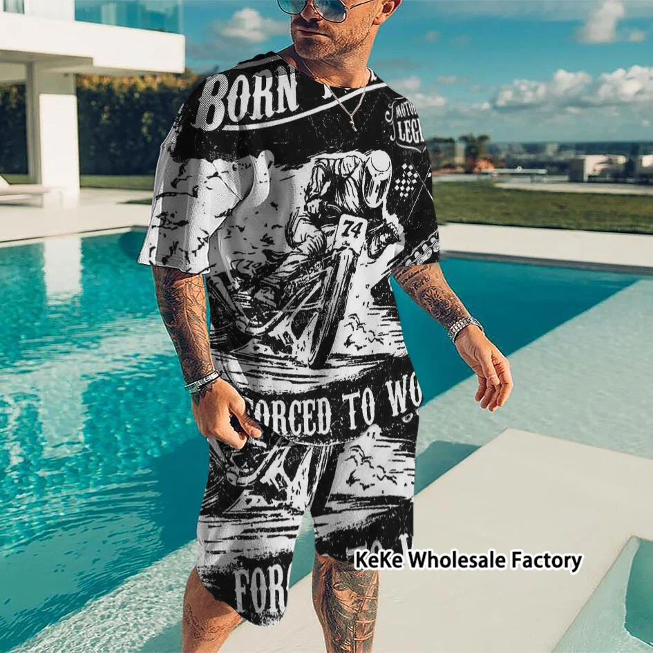 

Original Summer Men Sets Tracksuit T Shirt 2pcs Top Clothing Fashion 3D Printed Suit Male Man Vintage Sportswear Short Outfits