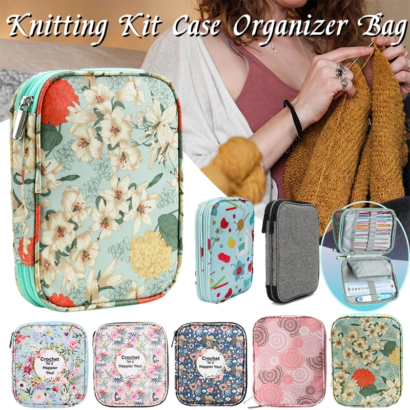 

Knitting Needles Case Sewing Travel Pouch Organizer Storage Bag for Circular Crochet Hooks Sewing Accessories Kit Bag